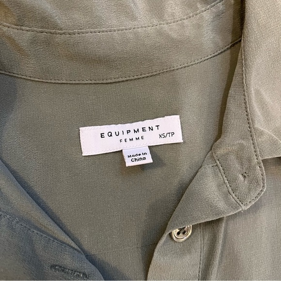 Equipment is 100% Silk Camouflage Olive Green Tira Asymmetrical Dress XS - Picture 4 of 12